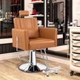 thumbnail image 2 of KtaxonHydraulic Barber Chair, 330 lbs  Heavy Duty Capacity Reclining Salon Stool, Brown Leather, 2 of 9