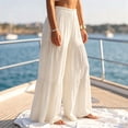 thumbnail image 5 of WCMZJ Women's Tiered Ruffle Wide Leg Pants Elastic Waist Palazzo Pants Loose Fit Boho Beach Vacation Summer Casual Trousers, 5 of 6