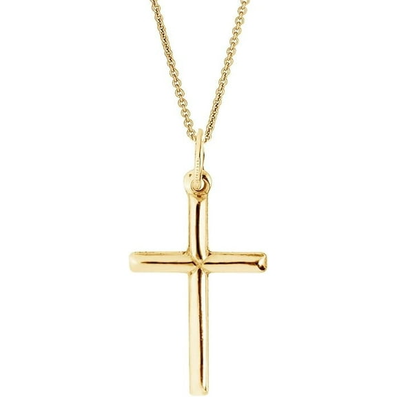 Ritastephens Genuine 925 sterling silver gold-tone cross pendant necklace with 16 inch cable chain – religious jewelry for women & men – gift box included