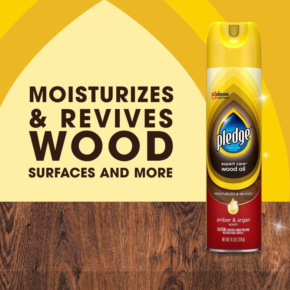 Pledge® Furniture Polish Spray, Moisturizing Oil for Wood, Amber and Argan Scent 275g, 275g