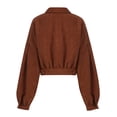 thumbnail image 4 of Seyurigaoka Women’s Juniors Casual Solid Color Long Sleeve Corduroy Short Style Button Jacket, 4 of 9
