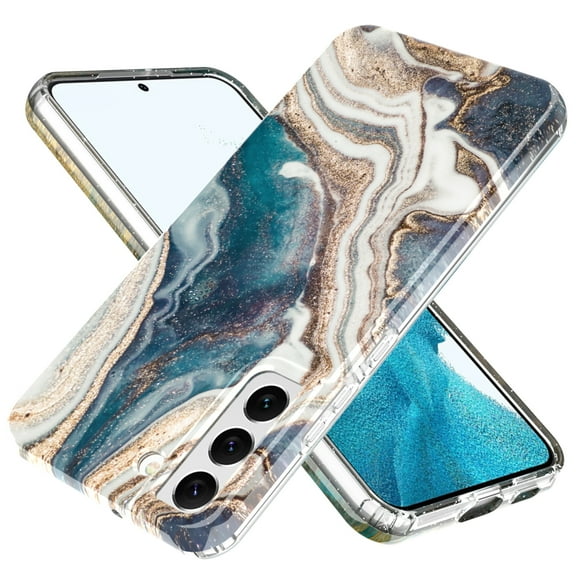 Dteck for Samsung Galaxy S22 Plus 5G Case,Marble Pattern Shockproof Rubber Rugged Silicone Drop Protective Women Girl Cover for Samsung Galaxy S22 ,B