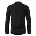 thumbnail image 3 of SSKDBFJG Men's Retro Style Drawstring Tie Long Sleeve Shirt, Casual Men's Tops Standing Collar Shirt (Black)L, 3 of 6