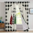 thumbnail image 3 of Fashnice Christmas Thermal Insulated Blackout Curtain Grommet Room Darkening Curtain Blackout Window Treatments Eyelet Ring Top Window Drapes Black Plaid W:27.5''x H:39'' *2Pcs, 3 of 3