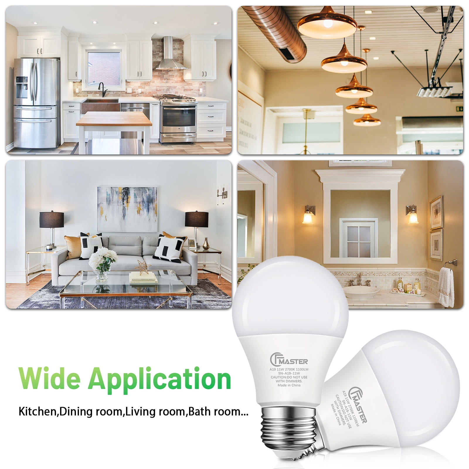 A19 LED Light Bulb, 75W Equivalent LED Bulb, 11W 2700K Warm White, 1100 Lumens, Non-Dimmable Light Bulbs, CRI 85+, No Flicker E26 Base Bulbs for Home Office, 10-Pack