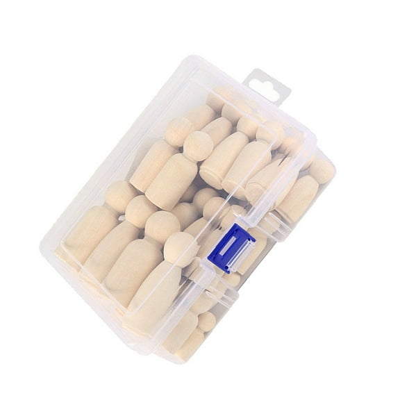 Toyvian 50Pcs Wood Peg Dolls Khaki Unfinished Wooden Figures for Home Activities