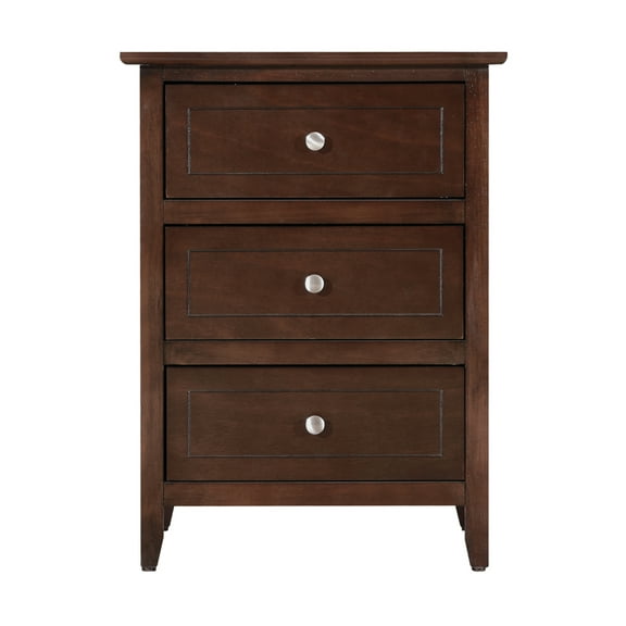 Daniel 3-Drawer Cappuccino Nightstand (25"H x 15"W x 19"D)