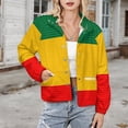 thumbnail image 3 of Jackets for Women Winter Coat Jackets Flannel Stand Collar Jacket(Ethiopian Flag,Size:S-4XL), 3 of 7