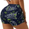 thumbnail image 2 of Kdxio Hand Drawn Rockets Print Workout Shorts for Women Seamless Soft Smooth Gym Yoga Scrunch Active Shorts, 2 of 9