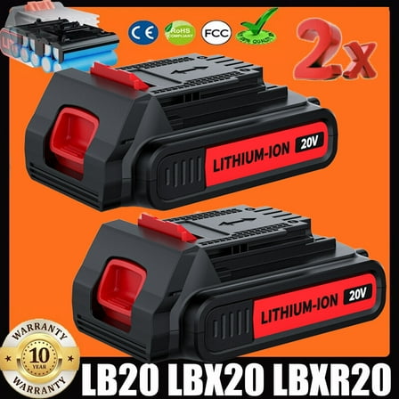 2Pack 20V Lithium-ion Battery for BLACK DECKER 20 Volt LBXR20 LBX20 LB20 1500mAh