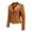 Khaki, variant on Fesfesfes Leather Jacket for Womens Warm Long Sleeve Jacket Slim Winter Parkas Faux Leather Hoodless Coats On Sale