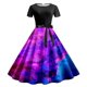 thumbnail image 3 of Vestidos Casuales Para Mujer Vestido Casual de Verano de Manga Corta Con Cuello Redondo y Cinturón Extraíble Con Estampado de Galaxia, 3 of 3