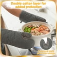 thumbnail image 6 of Topekada 3 Pcs Oven Mitts and Potholders Set with PU Leather Reinforced Palm for Baking Grilling Gray, 6 of 7