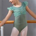 thumbnail image 2 of Combinaison de Danse pour Filles, Manches Courtes Col Rond en Maille pour Entraînement de Ballet, 95 % Polyester 5 % Spandex, Tissu Extensible Respirant, Taille 170, 2 of 5