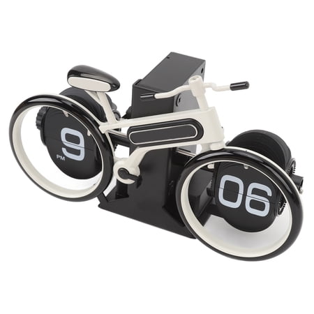 YAHHU Bicycle Flip Clock Bike Shaped Retro Vintage Mechanical Flip Down Desk Tabletop Clock Battery Operated Decorative Timepiece for Home Office Living Room Decor, 8 x 2.8 x 5.1 inches, White