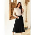 thumbnail image 5 of DARING DIVA Women's Ribbed Knit A-Line Skirts Stretchy Sweater Midi Skirt XL Black, 5 of 8
