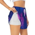 thumbnail image 3 of Lsque Neon Gradient Blue Printed Women's Running Shorts with Liner Pockets,Elastic Quick Dry Workout Athletic Gym Yoga Shorts,Womens High Waist Shorts-Large, 3 of 9