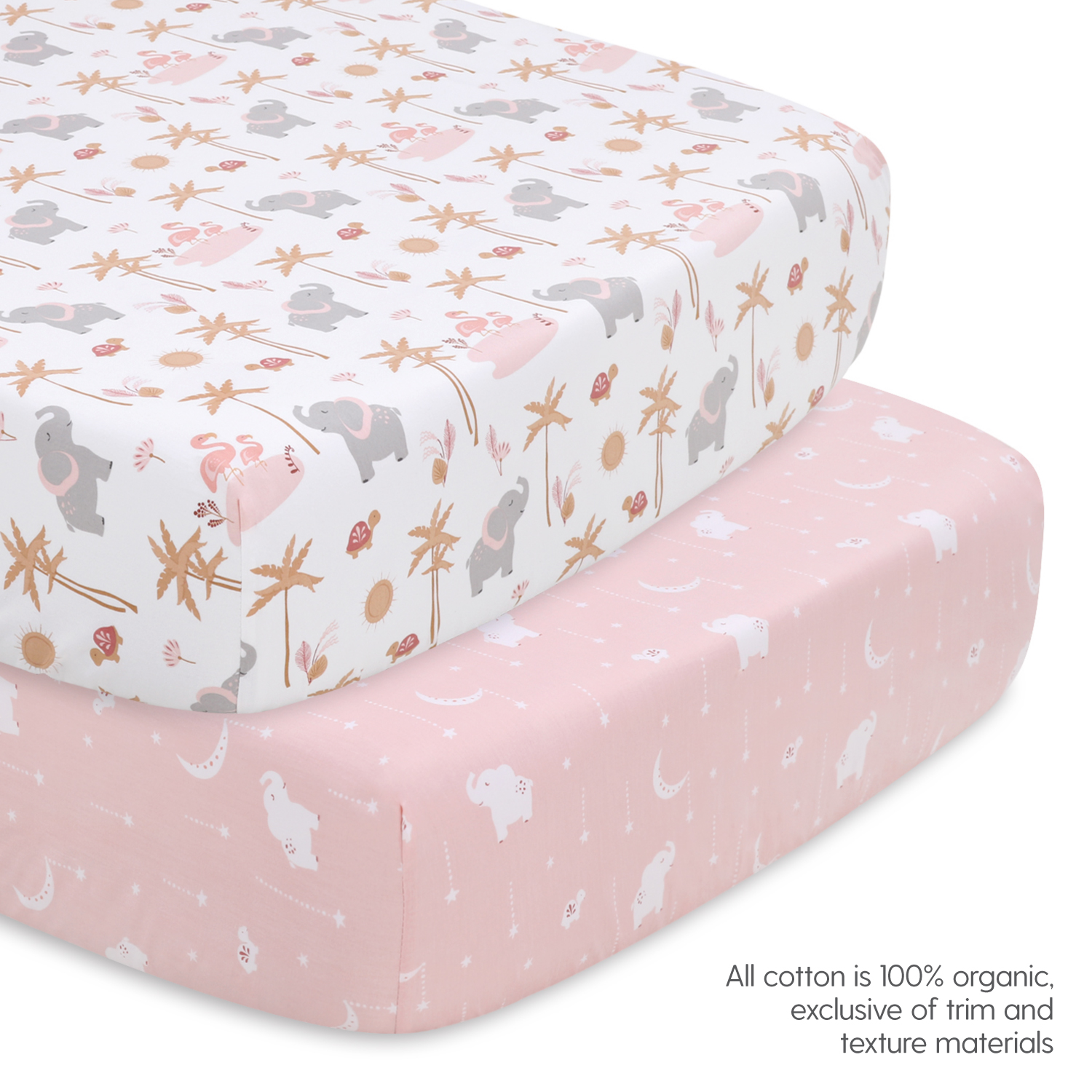 The Peanutshell Organic Cotton Crib Bedding Set for Baby Girls, Safari Oasis, 4 Pieces
