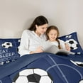 thumbnail image 4 of Homewish Eat Sleep Soccer Twin Bedding Sets 7-Piece for Boys, Kawaii Cartoon Football Bedding Comforter Set, Ball Sports Lover Reversible Sheet Sets, Ultra Soft Bedroom Decor, 4 of 7