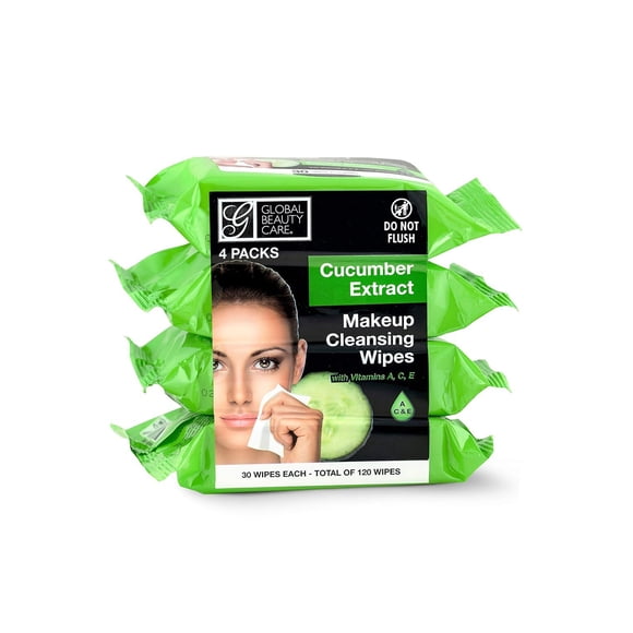 Toallitas limpiadoras de maquillaje Global Beauty Care 120 unidades (paquete de 4)
