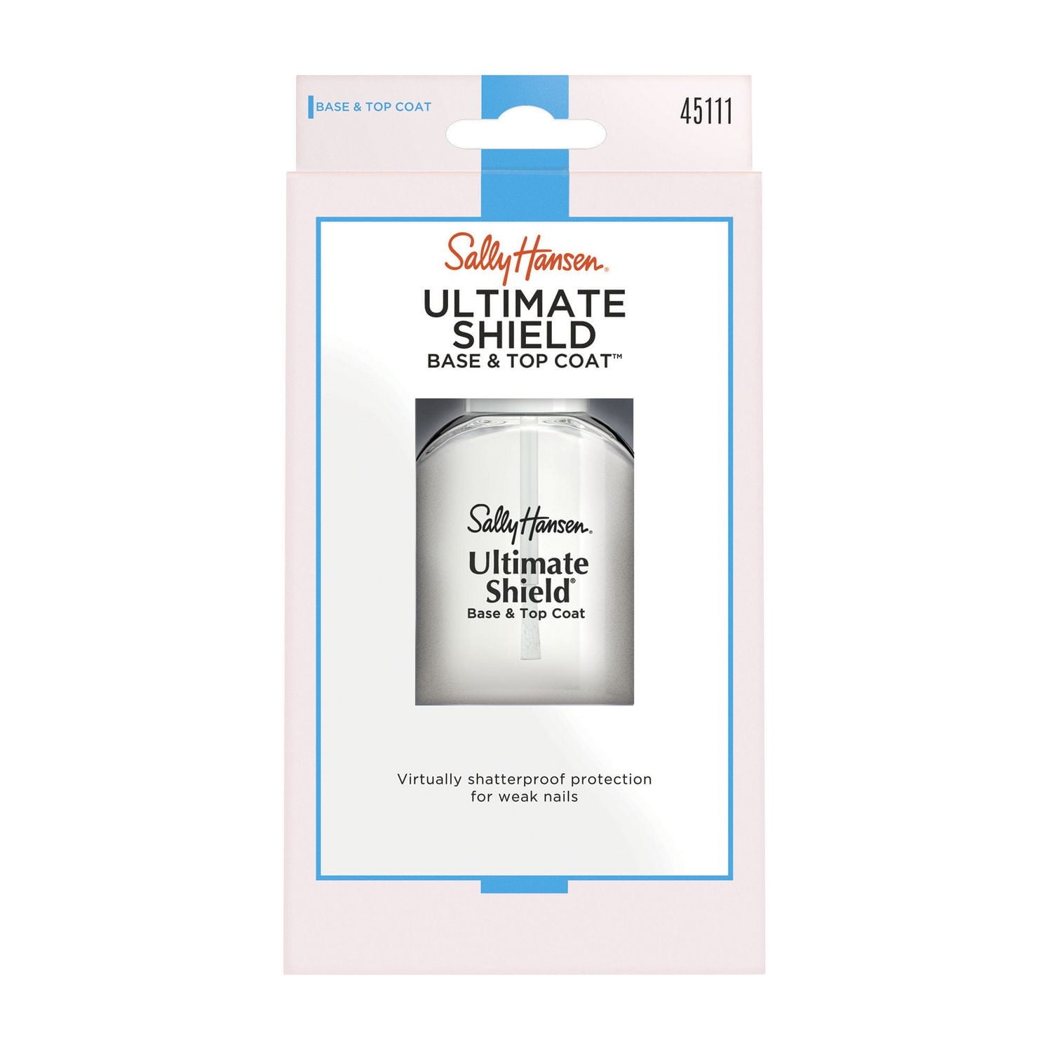 Sally Hansen Ultimate Shield Base & Top Coat, 2 en 1, formule panthénol aide à fixer la couleur, nylon et pro vitamine B5 protège les ongles Protège la couleur