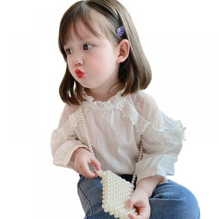 

Xinhuaya Baby Girls Summer Long Sleeves Crew Neck White T-Shirt Patchwork Clothes