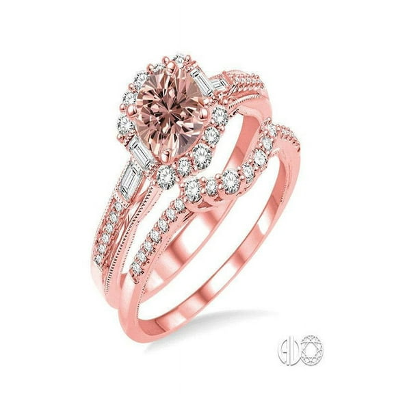 1.50 Carat Round cut Morganite and Diamond Bridal Set for Women in 14k Rose Gold morganite & diamond engagement ring