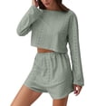 thumbnail image 5 of SAZBJOJN Pajamas for Women Set 2 Piece Simple Long Sleeve Top And Shorts Comfy Sleepwear Set Casual Soft Breathable Loose Loungewear Womens Pajama Sets Green Size M, 5 of 6