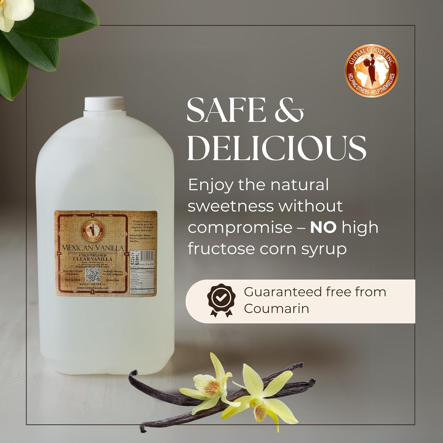 Pure Clear Mexican Vanilla Extract Gluten Free, Coumarin Free Vanilla for Baking 135.25 fl oz bottle