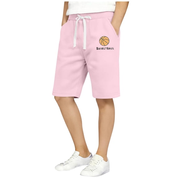 jobturf Cotton Shorts for Boys Basketball ​Printed Loose Fit Short Pants Drawstring Elastic Waist Sweatpants with Pockets Size 2-3Years