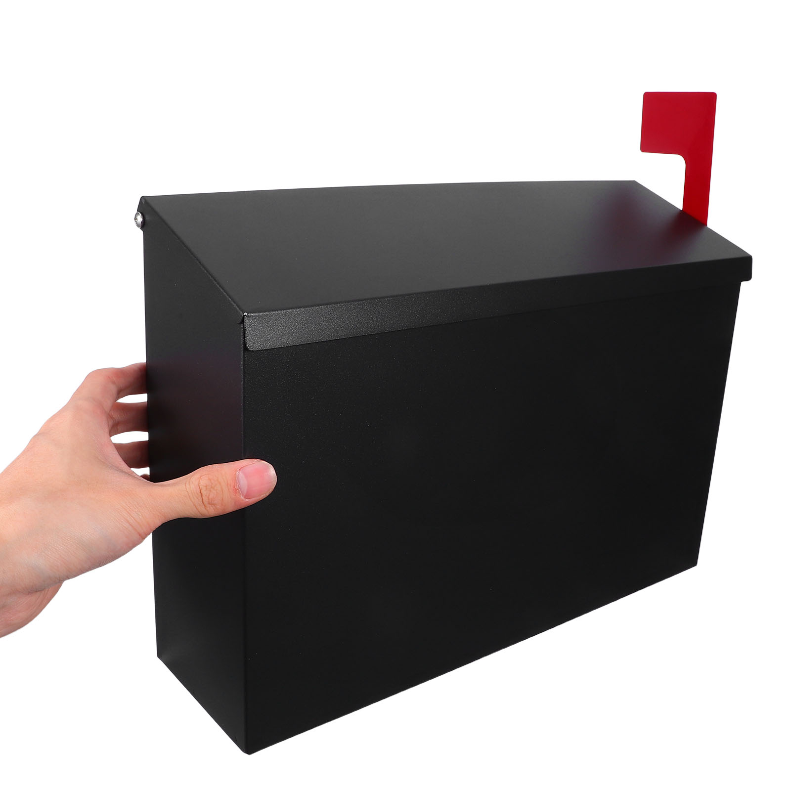 EXHUMKY Black Stainless Steel Outdoor Mailbox, Weather Resistant, Large Capacity, , Modern Stylish Design for Home