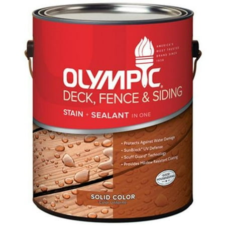 Olympic/Ppg Architectural Fin 53203A/01 Deck, Fence & Siding Stain & Sealant, Exterior, Latex, Navajo Red, (Best Solid Stain For Fence)