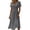 Gray, variant on Women's V-Neck Short Sleeve Waisted A-Line Casual Midi Dresses with Slit for Women Office & Party Wear