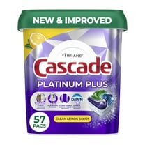 2 x - Cascade Platinum Plus Dishwasher Pods, Dishwasher Detergent, Dish Detergent Soap, Lemon, 57 Count