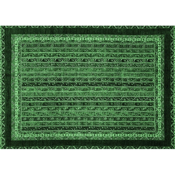 Ahgly Company Indoor Rectangle Abstract Emerald Green Modern Area Rugs, 7' x 9'