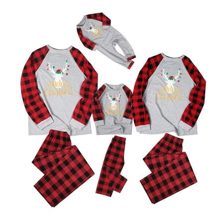 

Christmas Family Matching Dad Mom Kid Pajamas PJS Set Xmas Deer Plaid Sleepwear Nightwear