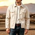 thumbnail image 2 of Men's Long Sleeve Button Front Workwear Jacket with Dual Chest Pockets Solid Color Casual Fall Outerwear for Daily Wear, 2 of 6