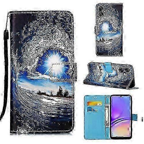 For Samsung Galaxy A05 Colored Drawing Pattern Plain Weave Leather Mobile Phone Case