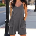 thumbnail image 2 of Levmjia Women's Jumpsuits Shorts and Rompers Solid Color Casual Loose Dungarees Romper Baggy Playsuit Jumpsuit Outfits Daily Wear, 2 of 9