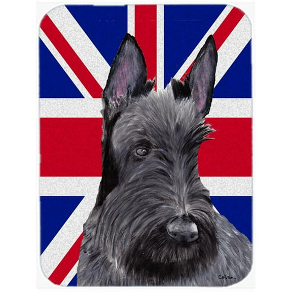 Scottish Terrier With English Union Jack British Flag Glass Cutting Board - Large