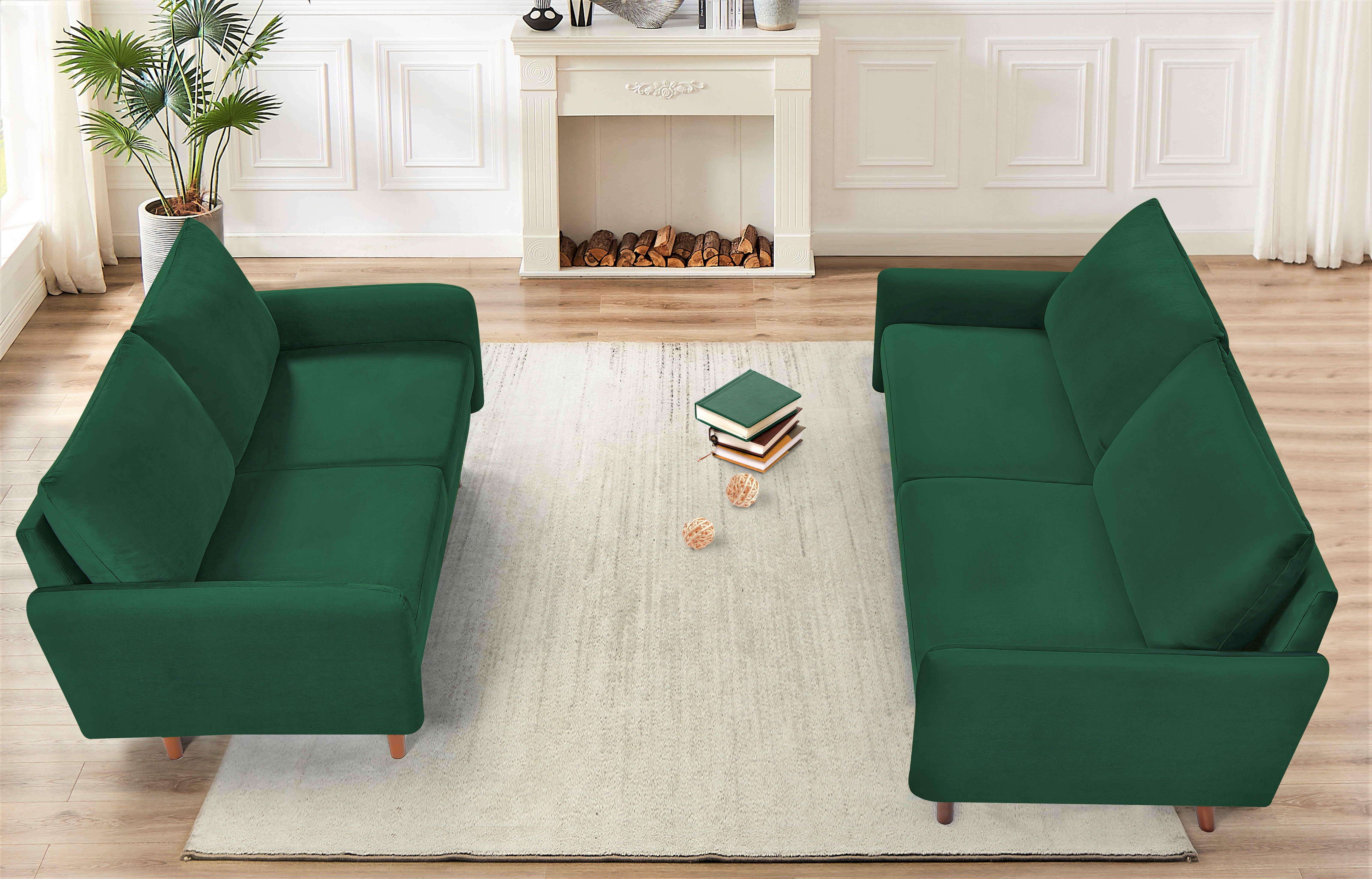Uspridefurniture 2-Pcs Polyester Couch and Loveseat Set, Green