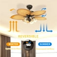 thumbnail image 6 of DWVO Tropical 52in Palm Leaf Ceiling Fans with Light and Remote,Glass Light Kit, Fan Light With 5 Blades,3 Speed, 4 Timer - Brown, 6 of 9