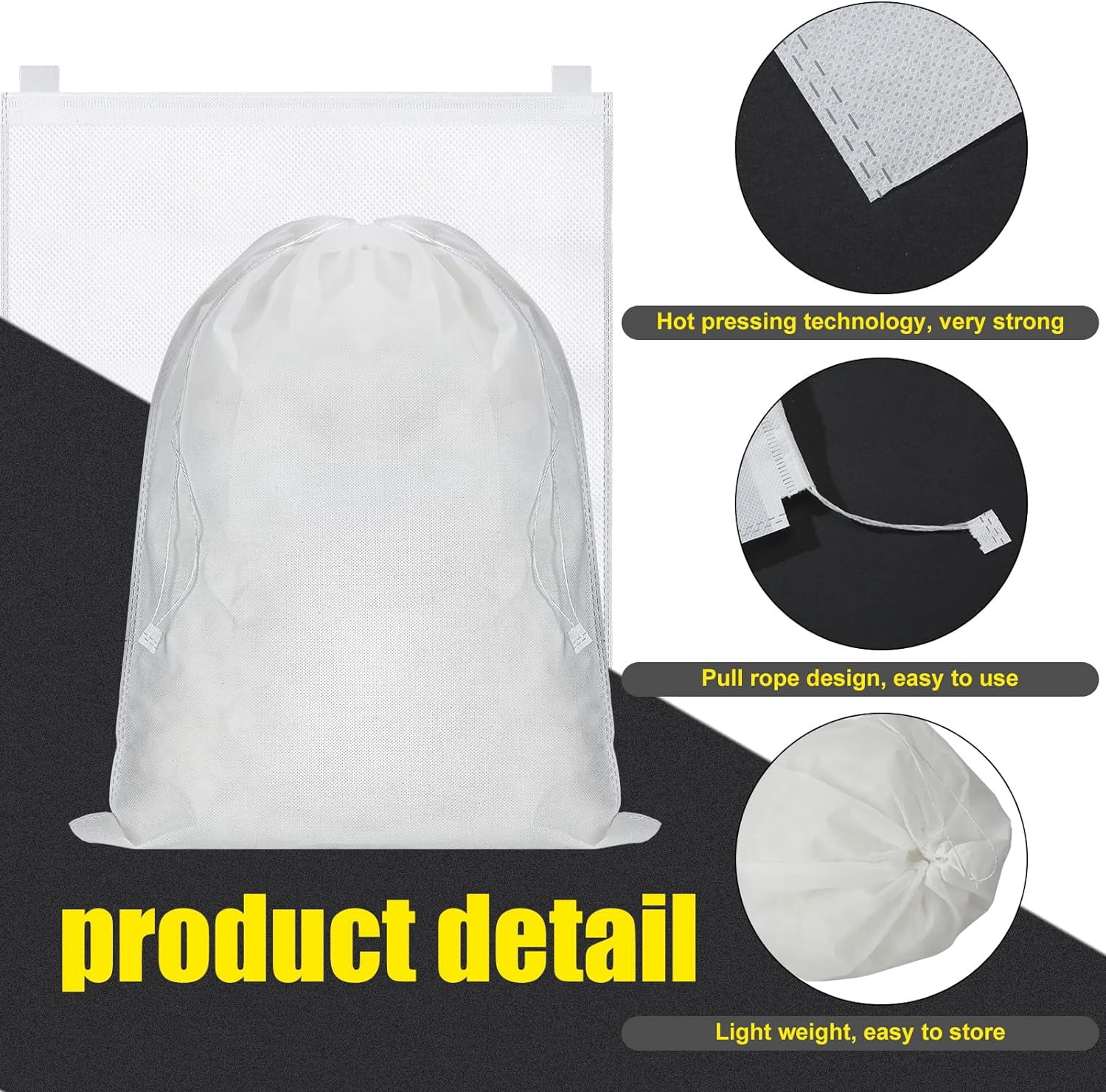 40 Pcs Dust Bags for Handbags Drawstring Dust Proof Purse Storage Bags, 2 Size Non Woven Breathable Fabric Shoes Pouch for Purse Backpack Boots Cloth Storage Travel Package Organizer, White