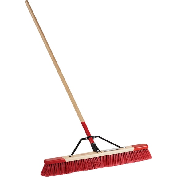 Jensen Harper Brush Works 30-Inch Medium Brissle Deluxe Outdoor Push Broom with Handle Brace  553130A — Interior & Exterior Use, Professional Finish