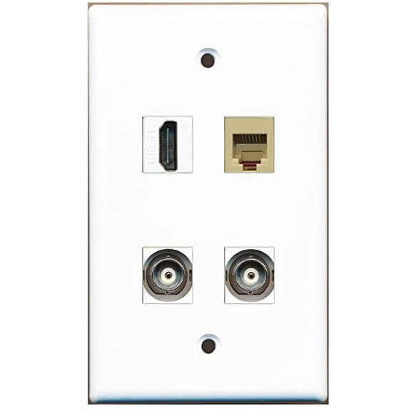 RiteAV - 1 Port HDMI 1 Port Phone RJ11 RJ12 Beige 2 Port BNC Wall Plate