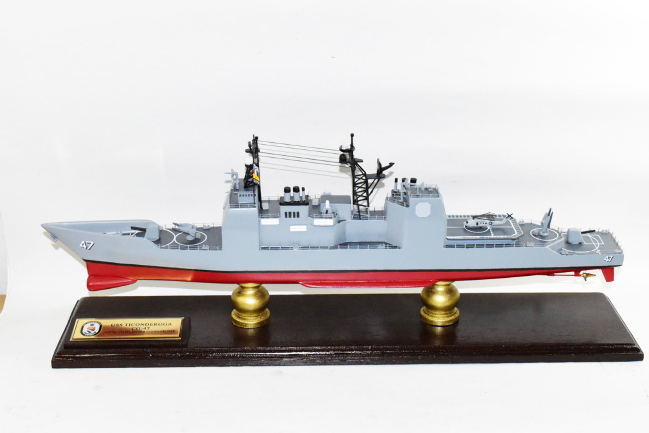 USS Ticonderoga (CG47) Model,Navy,Scale Model,Mahogany,Ticonderoga