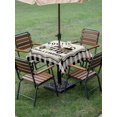 thumbnail image 3 of Outdoor Tablecloth with Umbrella Hole and Zipper, Halloween Square Table Cloth 60x60 Inch Waterproof Tablecloth, Spooky Horror Truck Black Cat Black Plaid Picnic Table Cover for Patio Camping, 3 of 7