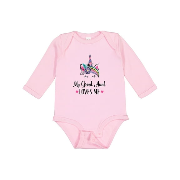 Inktastic My Great Aunt Loves Me Unicorn Niece Girls Long Sleeve Baby Bodysuit