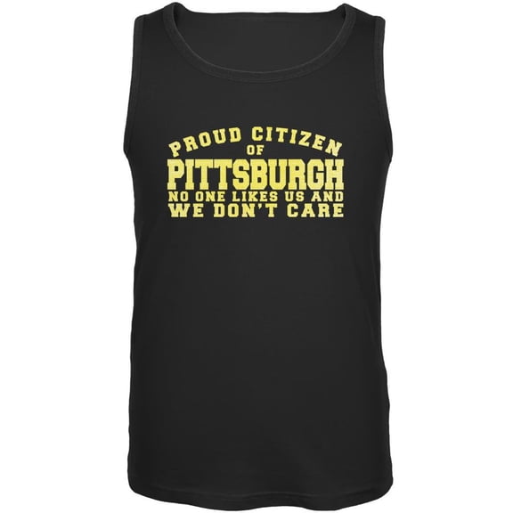 Proud No One Likes Pittsburgh Black Adult Tank Top - X-Large