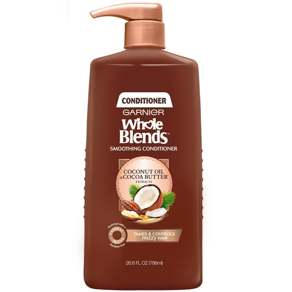 Garnier Whole Blends Anti-Frizz Conditioner Infused with Coconut Oil and Cocoa Butter for Frizzy Hair & Dry Hair, Paraben-Free